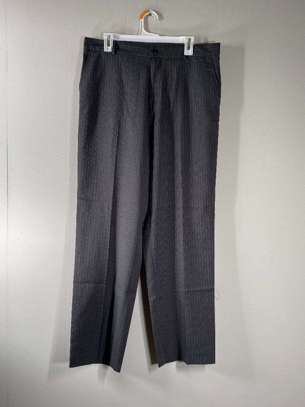 Perry Ellis Dress Pants Men's 34 x 32 Mid Rise Gray Stripes Office Career